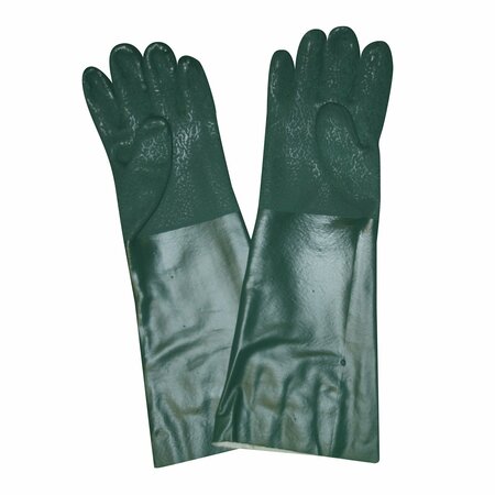 CORDOVA Green PVC-Double Dipped, Etched Grip, Jersey Lined Gloves - 18 Inch, 12PK 5218J